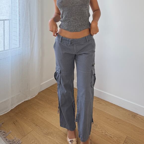 Vintage Euro slate gray low-rise cargo pants with flap pockets (Small) - Picture 7 of 7